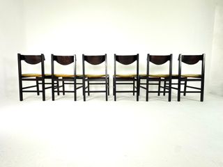 Set 6 sedie vintage velluto e legno