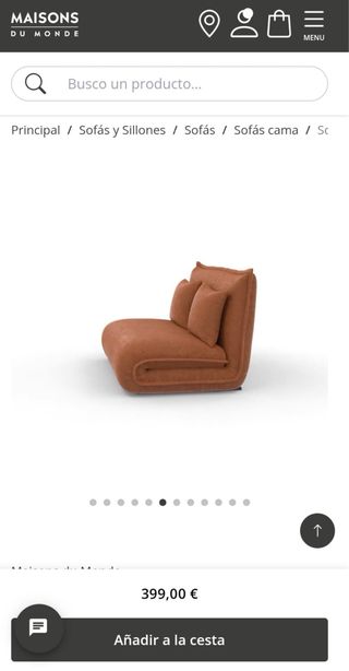 Sofá Cama Pana Naranja 2 Plazas