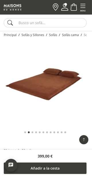 Sofá Cama Pana Naranja 2 Plazas