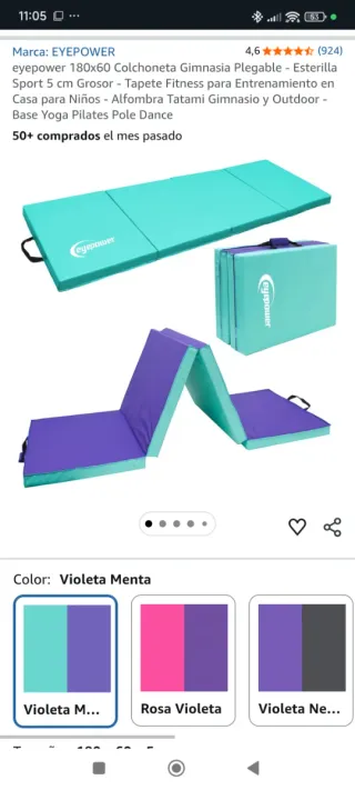 Esterilla/Colchoneta Gimnasia Plegable 180x60cm