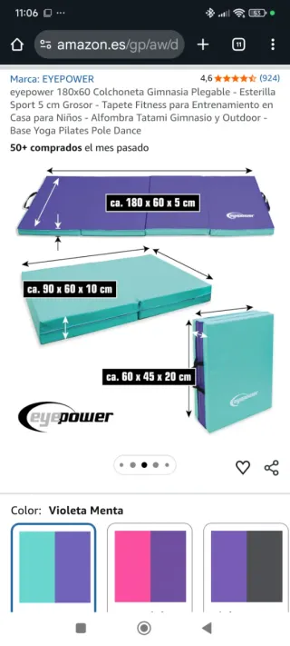 Esterilla/Colchoneta Gimnasia Plegable 180x60cm