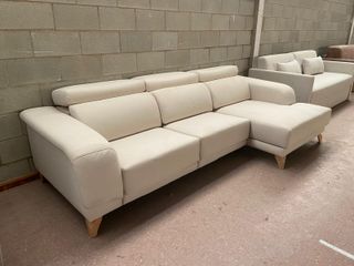 Sofá chaise longue beige tela