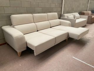 Sofá chaise longue beige tela