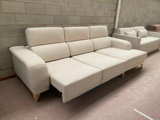 Sofá chaise longue beige tela