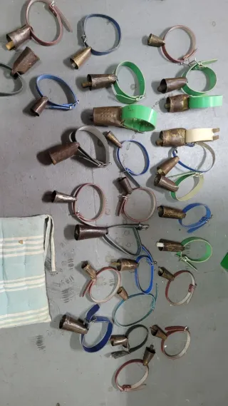 27Cencerros antiguos con correas