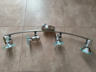 Lámpara de techo 4 focos metal y cristal