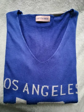 Jersey LAETITIA ME pico sport azul y gris