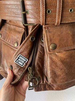 Cazadora Belstaff de piel marrón mujer talla 38