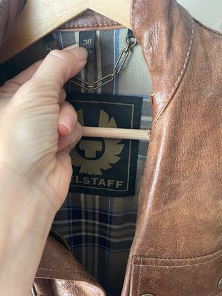 Cazadora Belstaff de piel marrón mujer talla 38