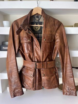 Cazadora Belstaff de piel marrón mujer talla 38