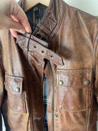 Cazadora Belstaff de piel marrón mujer talla 38