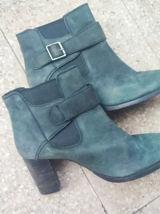 Stivaletti donna grigio/verde con fibbia