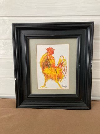 Cuadro con marco de madera y tela