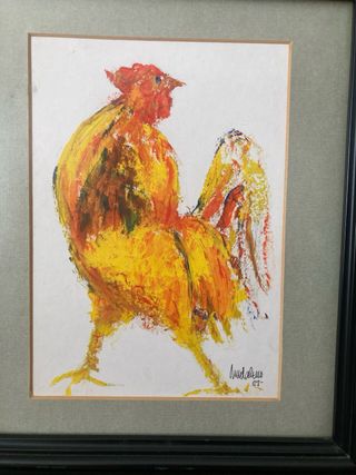 Cuadro con marco de madera y tela