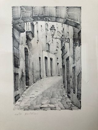 Cuadro con marco de madera y tela