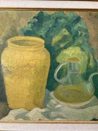 Cuadro con marco de madera y tela