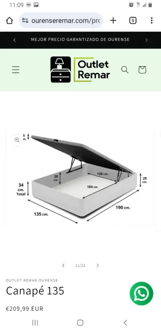 Canapés madera diferentes anchos × 190 de largo.