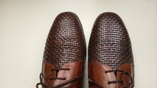 Scarpe uomo pelle intrecciata marrone N.42