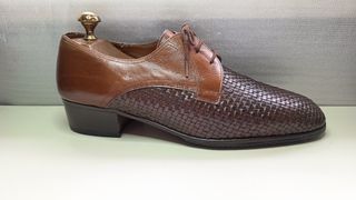 Scarpe uomo pelle intrecciata marrone N.42
