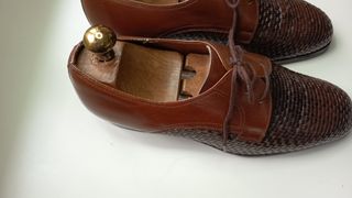 Scarpe uomo pelle intrecciata marrone N.42