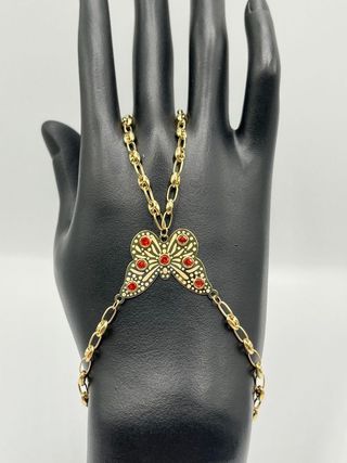 PULSERA MANITA MARIPOSA G. PIEDRA NARANJA. Oro18k