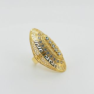 LANZADERA GRANDE CON GRECA AZUL . Oro 18k.