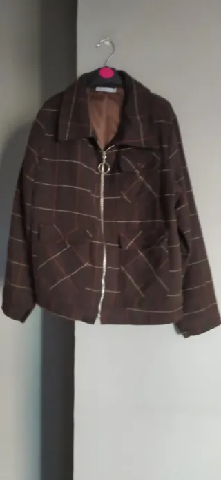 Chaqueta mujer cuadros marrón