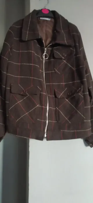 Chaqueta mujer cuadros marrón