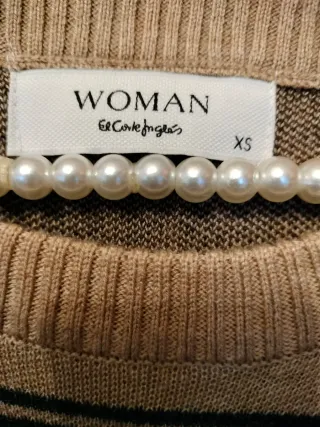 Chaleco de punto Camel con cuadros marrón