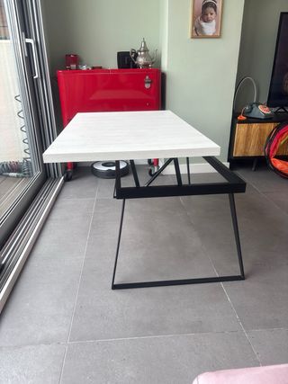 Mesa de centro elevable madera blanca
