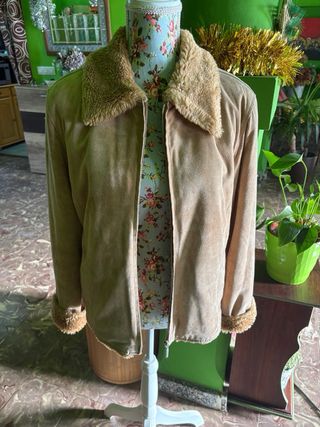 Chaqueta ante forrada pelo color tostado
