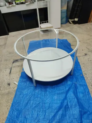 Mesa de centro cristal y metal