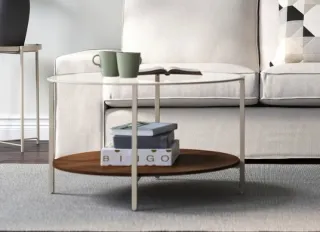 Mesa de centro cristal y metal