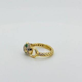 ANILLO PANTERA CON CIRCONITAS. Oro 18k.