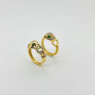 ANILLO PANTERA CON CIRCONITAS. Oro 18k.