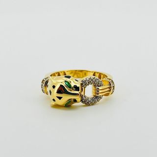 ANILLO PANTERA CON CIRCONITAS. Oro 18k. Peso: 4,30