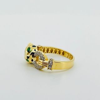 ANILLO PANTERA CON CIRCONITAS. Oro 18k. Peso: 4,30
