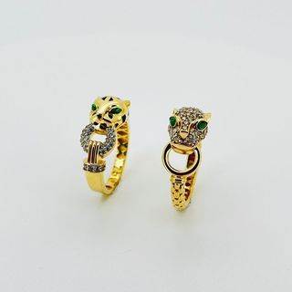 ANILLO PANTERA CON CIRCONITAS. Oro 18k. Peso: 4,30