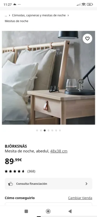 Mesita de noche Ikea madera clara