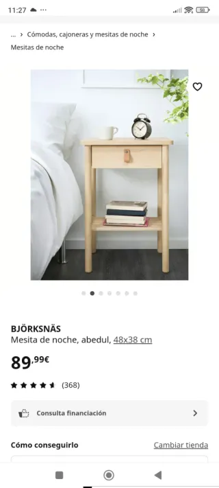 Mesita de noche Ikea madera clara
