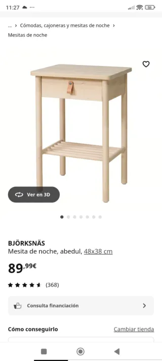 Mesita de noche Ikea madera clara