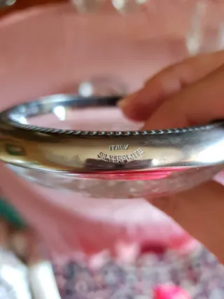 Set 6 Bicchieri Vetro Decorato e Silverplate