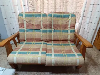 Sofá banca madera y tela