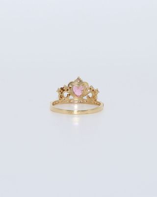 ANILLO CORONA CON CIRCONITAS ROSA. Oro 18k.