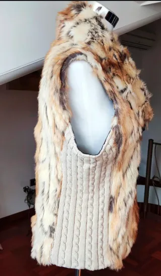 Gilet donna pelliccia sintetica beige. Marca Party