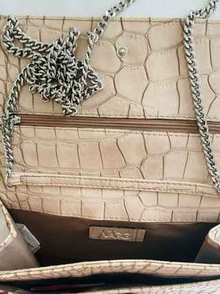 Bolso Clutch Rosa Palo Cocodrilo