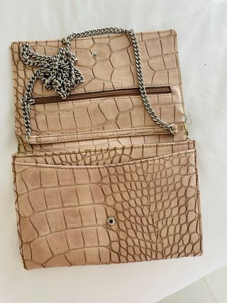 Bolso Clutch Rosa Palo Cocodrilo