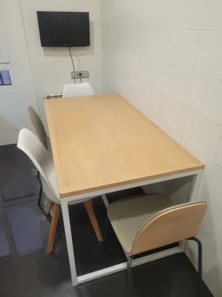 Mesa comedor madera y metal blanca 150x80 cm