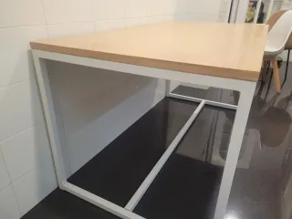 Mesa comedor madera y metal blanca 150x80 cm