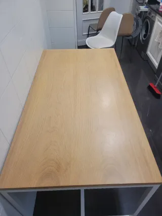 Mesa comedor madera y metal blanca 150x80 cm